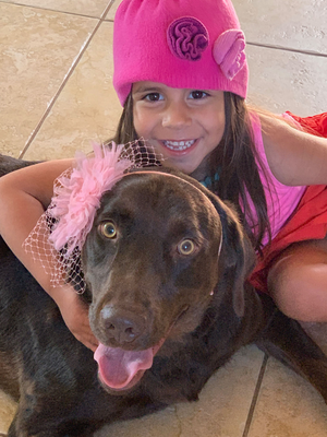 Our customer service girl and her chocolate lab partner in crime.