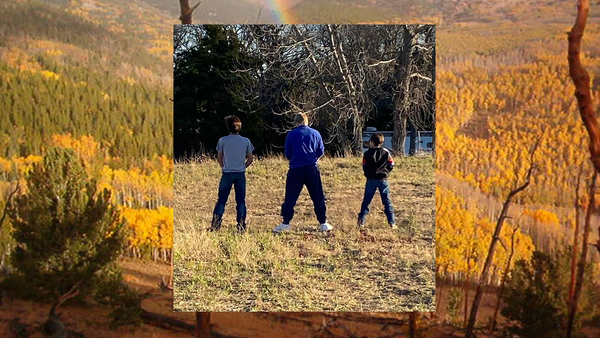 My boys all lined up going to the bathroom before heading home from archery shooting and target practice.
