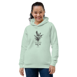 Women's Field Dress pheasant hunting hoodie with flushing pheasant and the phrase load-up.