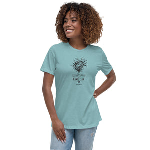 Field Dress bass fishing woman's t-shirt with the phrase hook-up and a large mouth bass.