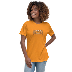 Field Dress classic firearms women's t-shirt showing a pair of flintlock rifles, the phrase "load-up", and the established date of firearms around 1515AD.