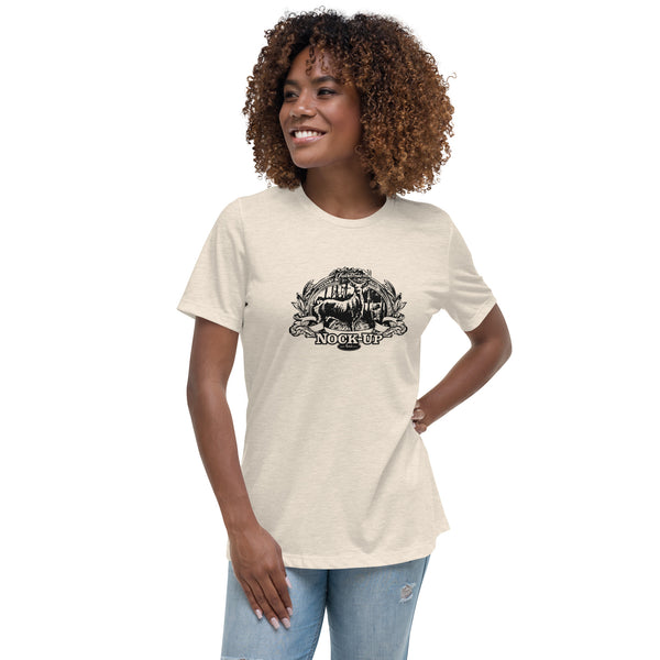 Woman's distressed Field Dress whitetail bowhunting shirt with a traditional archer camouflaged.        