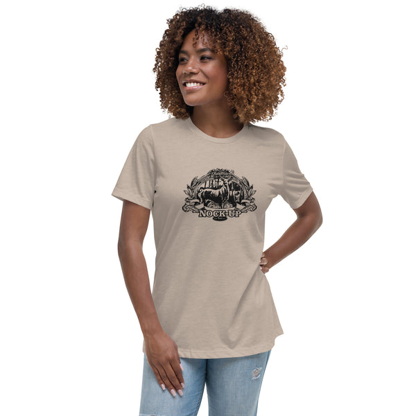 Woman's distressed Field Dress whitetail bowhunting shirt with a traditional archer camouflaged.