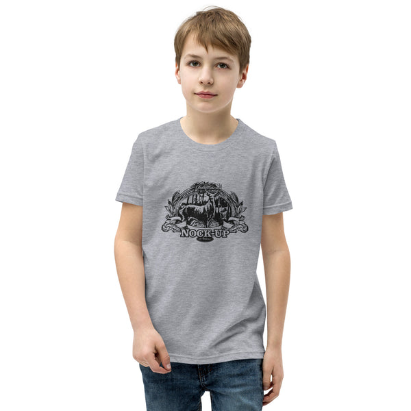 Kids distressed Field Dress whitetail bowhunting shirt with a traditional archer camouflaged.