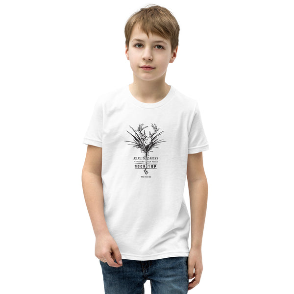 Kids Field Dress whitetail buck bowhunting t-shirt with the phrase nock-up.